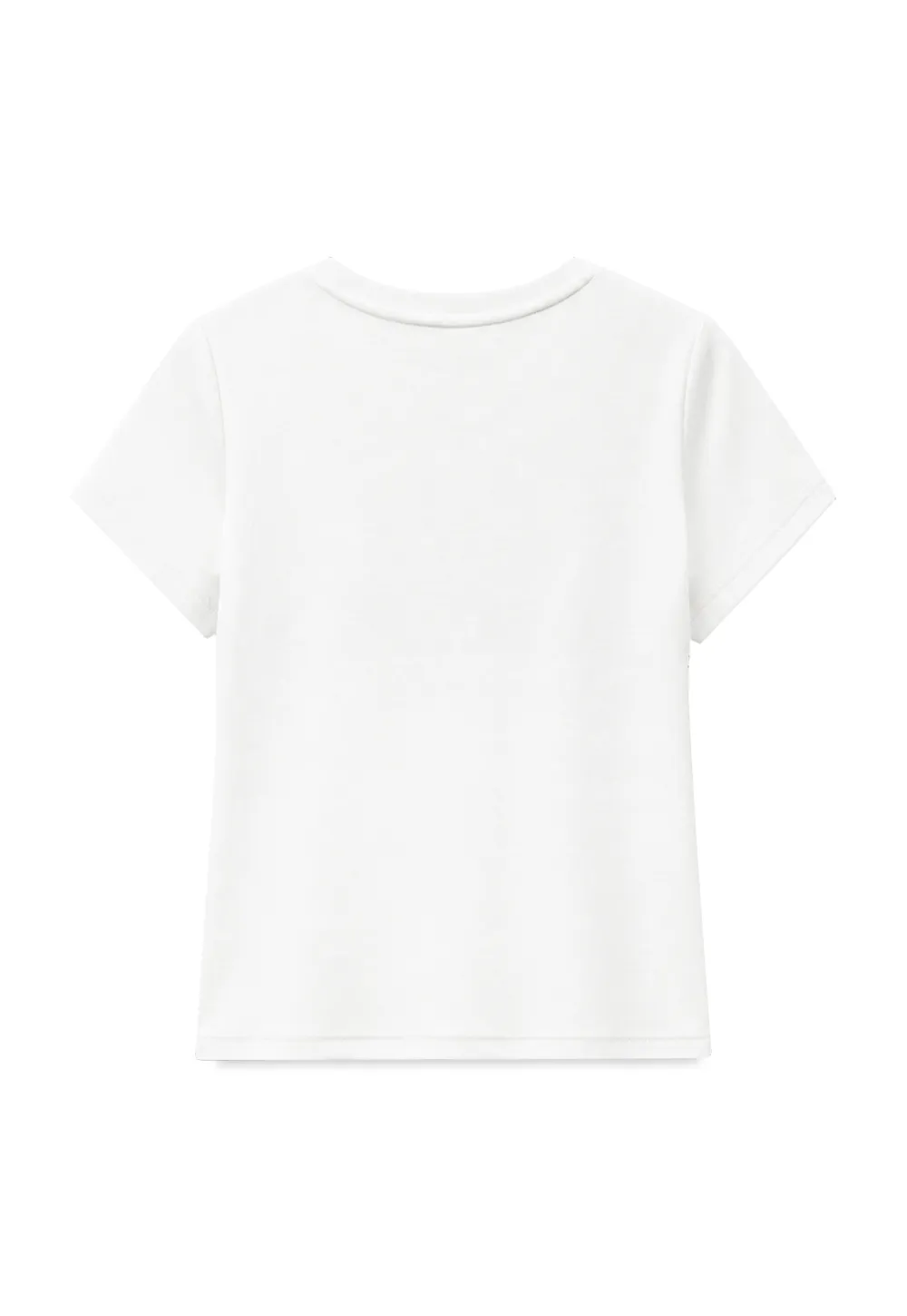 Embroidered Logo Cropped Crew Neck T Shirt