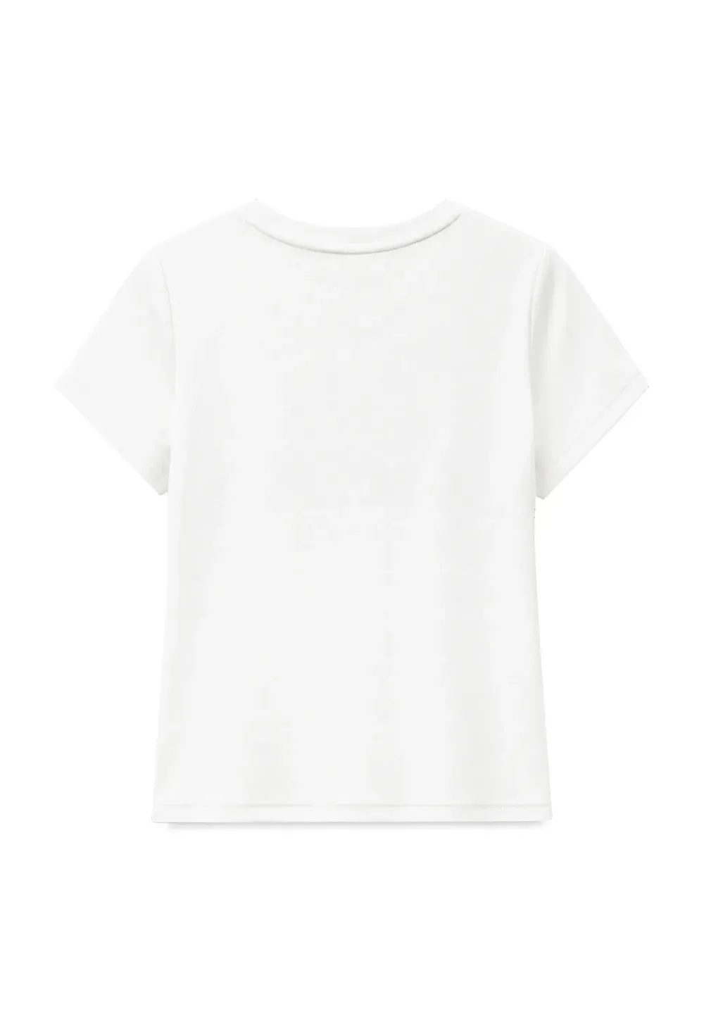 Embroidered Logo Cropped Crew Neck T Shirt