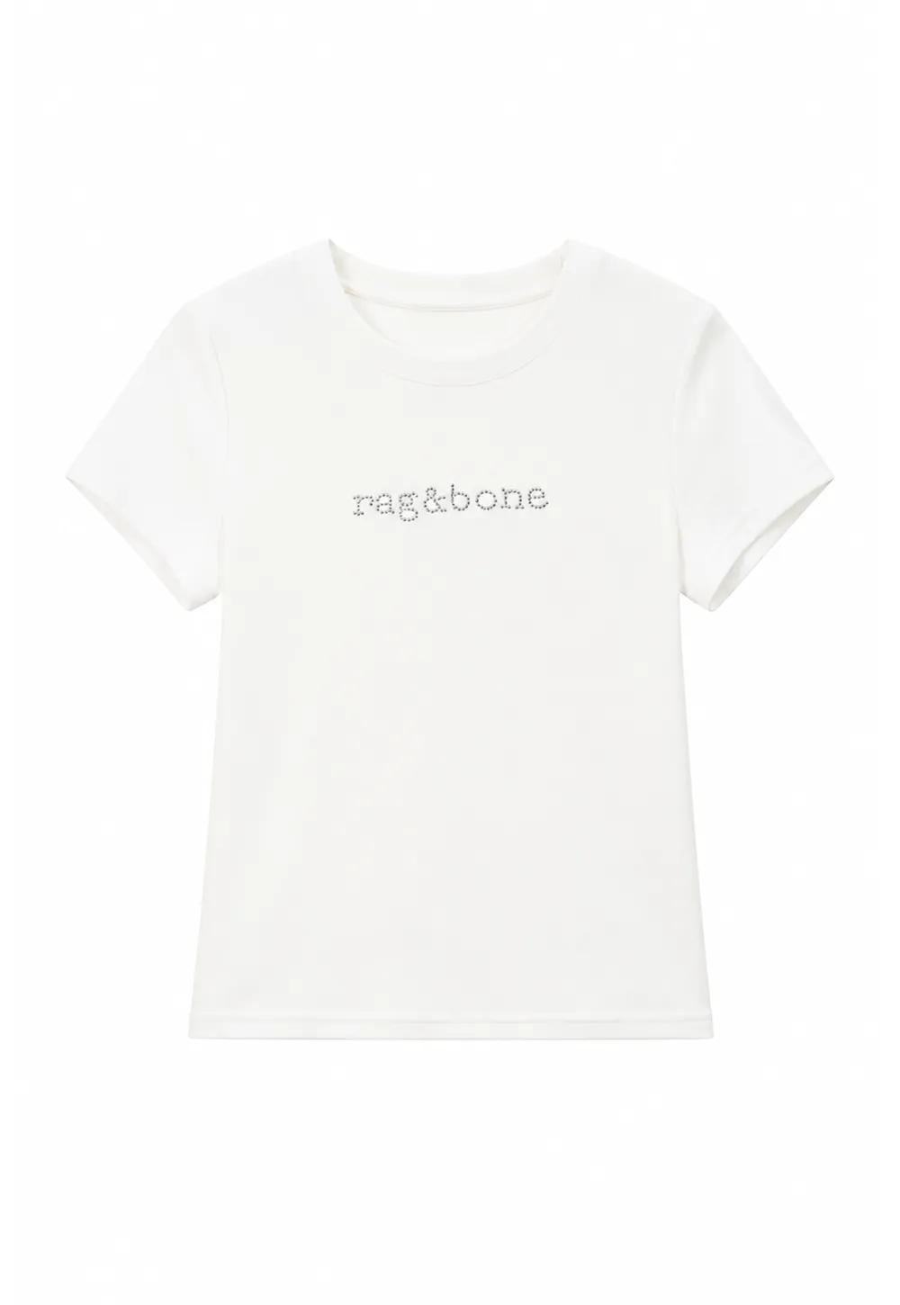 Embroidered Logo Cropped Crew Neck T Shirt