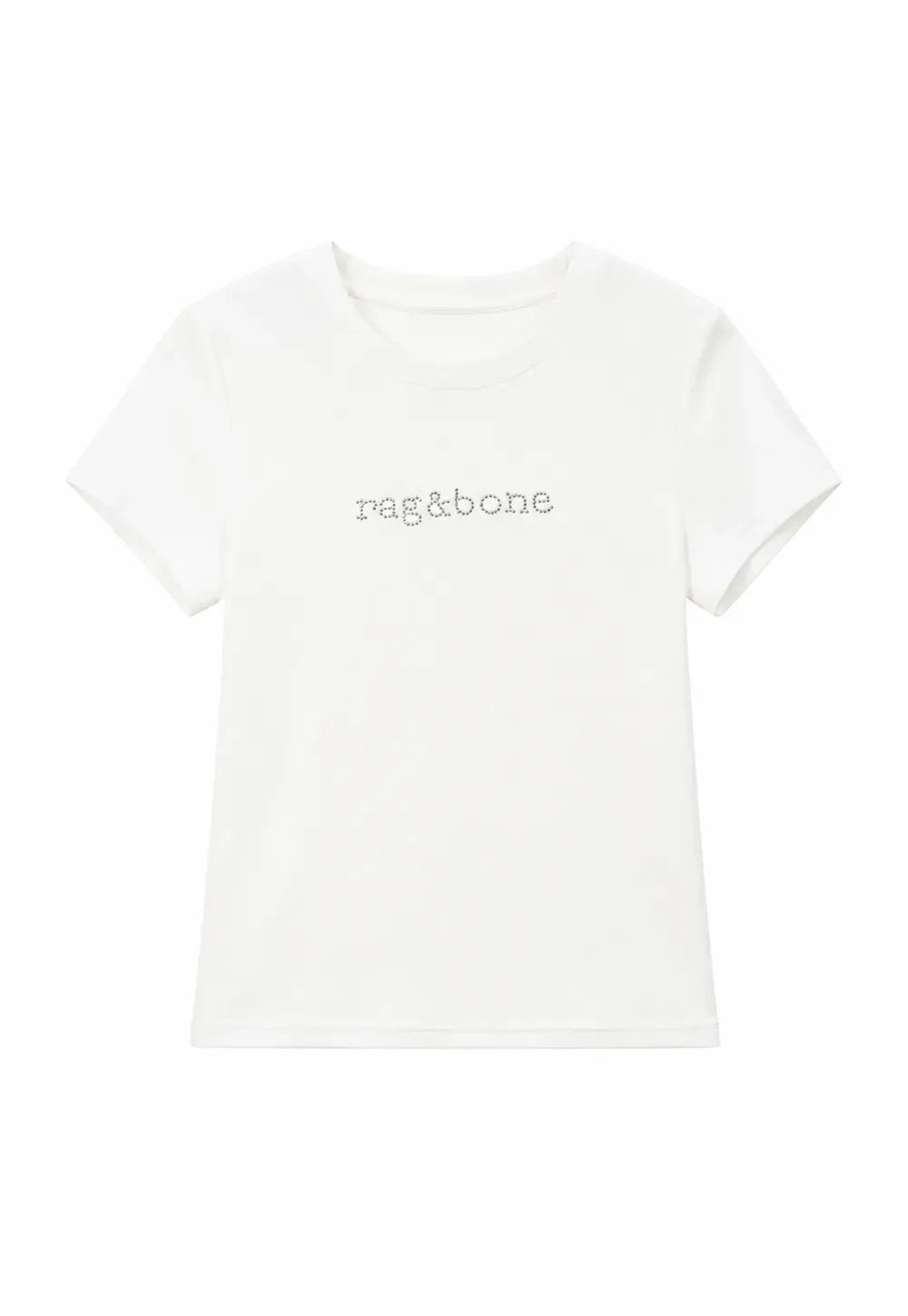 Embroidered Logo Cropped Crew Neck T Shirt