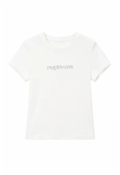 Embroidered Logo Cropped Crew Neck T Shirt