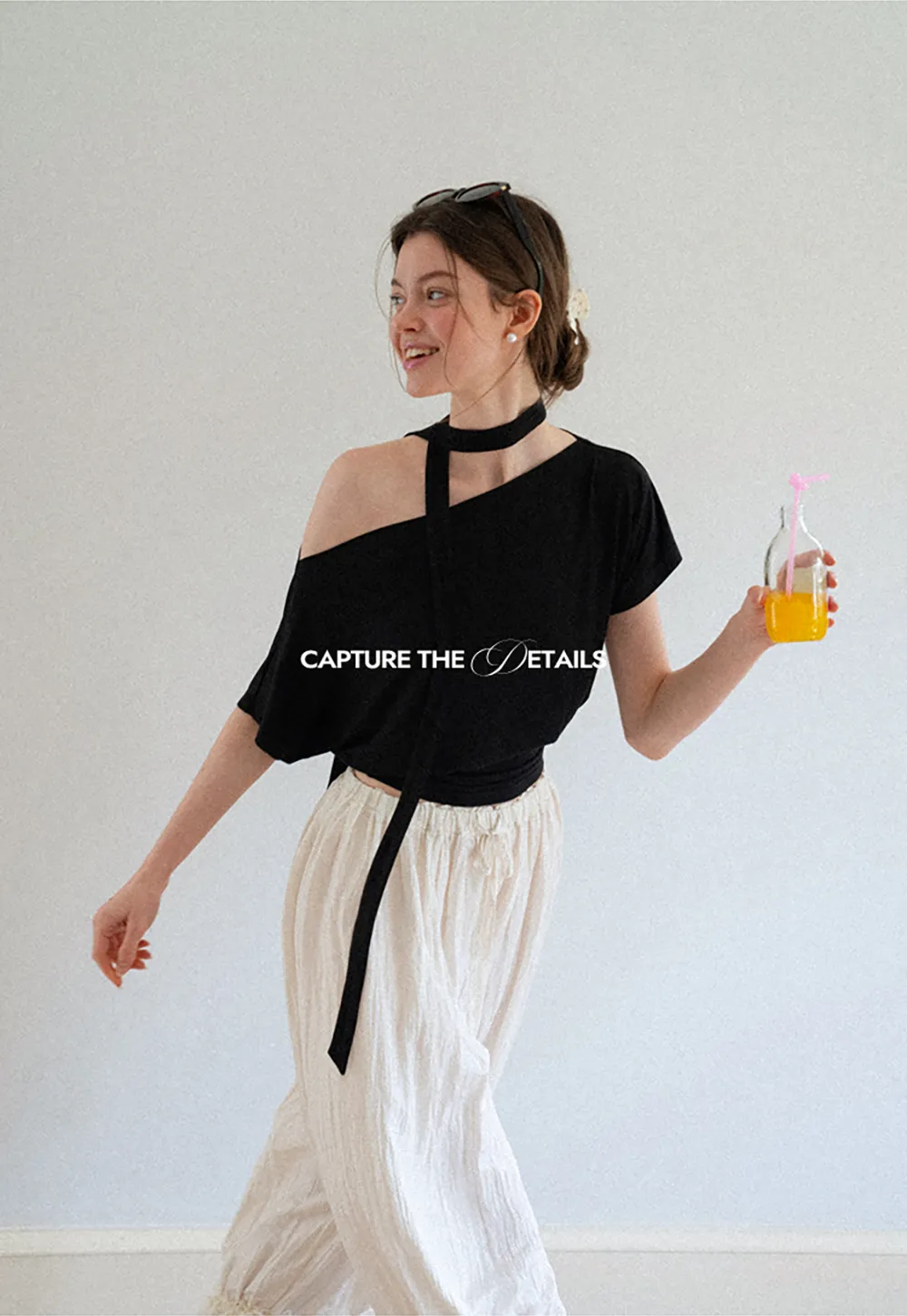 Asymmetrical Cutout Neck Short Sleeve Top