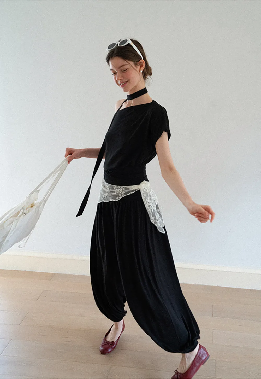 Asymmetrical Cutout Neck Short Sleeve Top