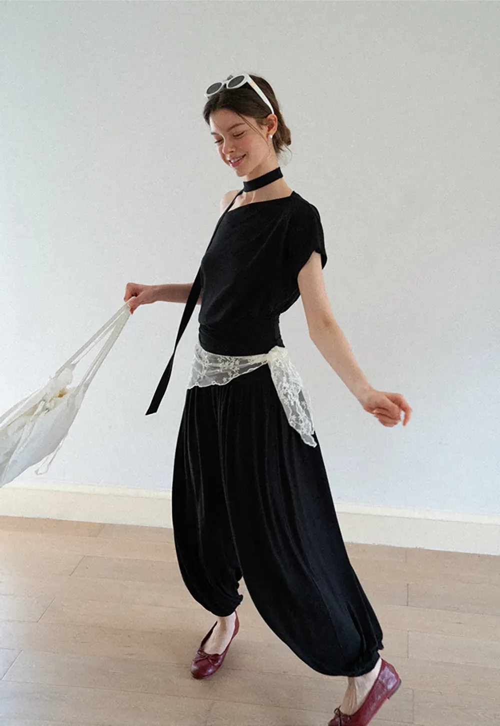 Asymmetrical Cutout Neck Short Sleeve Top