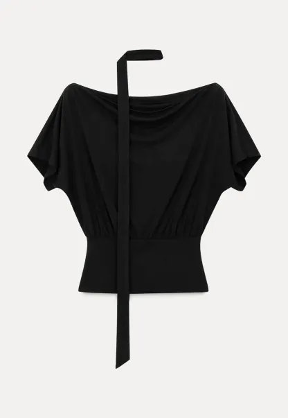 Asymmetrical Cutout Neck Short Sleeve Top