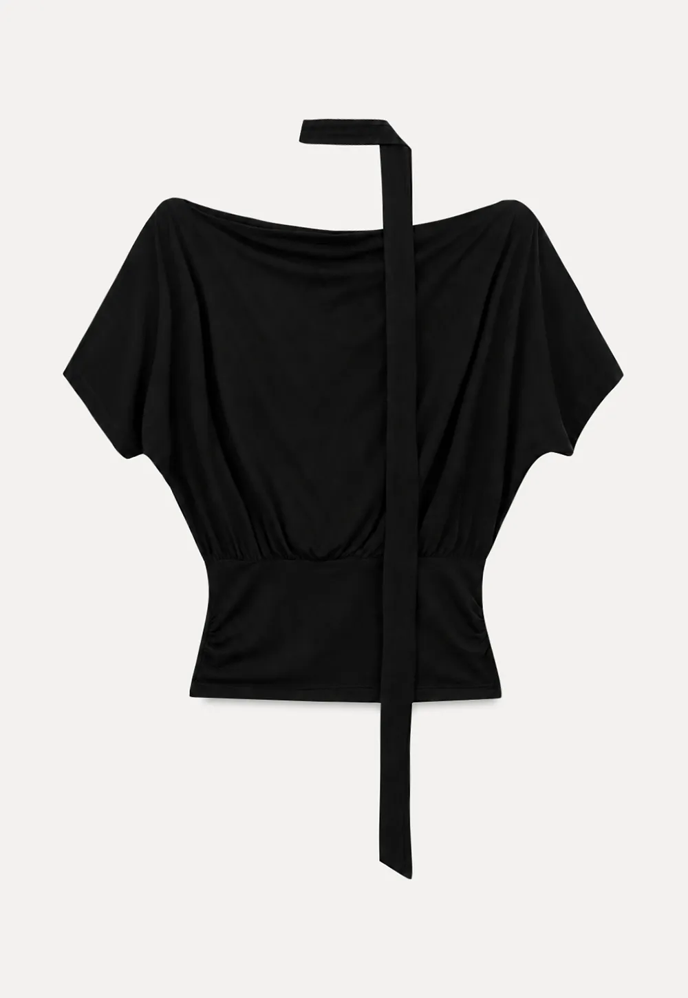 Asymmetrical Cutout Neck Short Sleeve Top