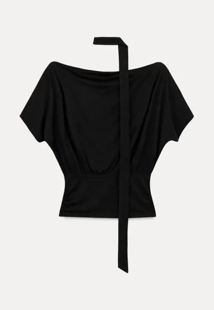 Asymmetrical Cutout Neck Short Sleeve Top