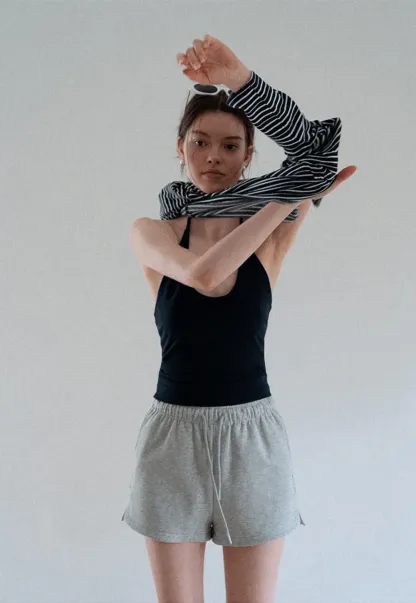 Asymmetrical Off Shoulder Striped Long Sleeve Top