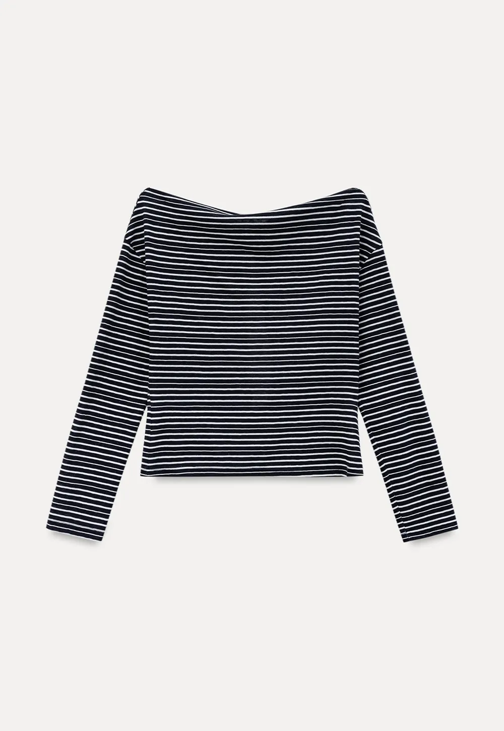 Asymmetrical Off Shoulder Striped Long Sleeve Top