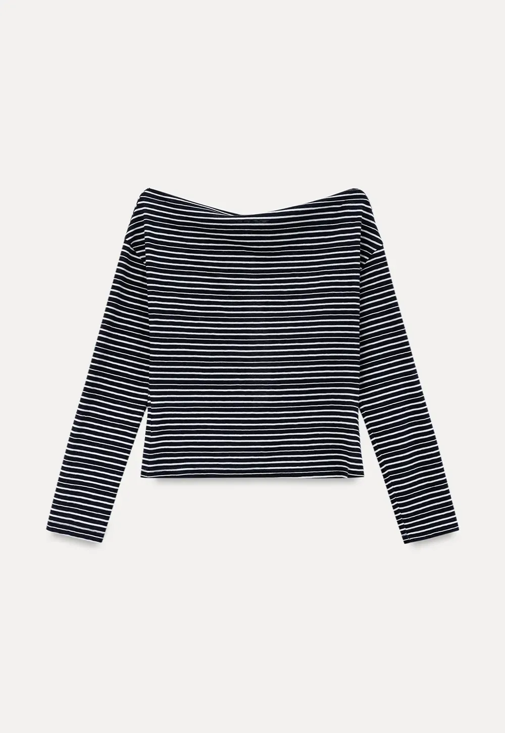 Asymmetrical Off Shoulder Striped Long Sleeve Top