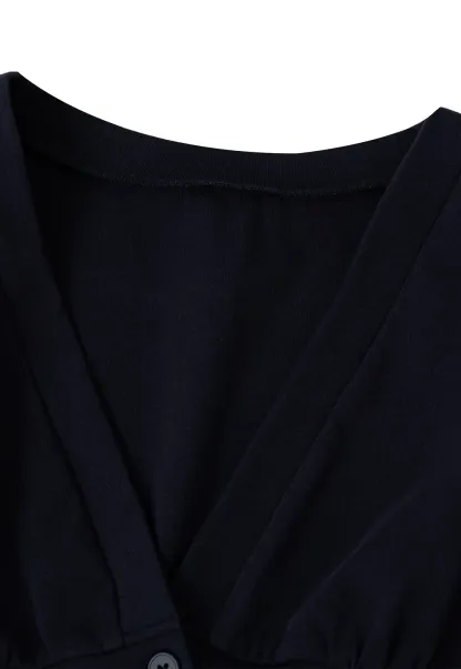 V Neck Cropped Bolero Top with Puffed Sleeves