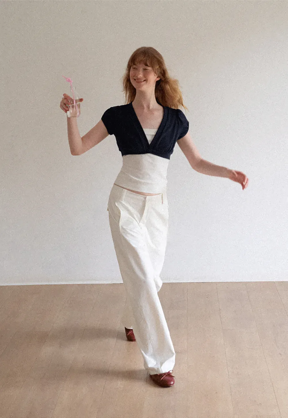 V Neck Cropped Bolero Top with Puffed Sleeves