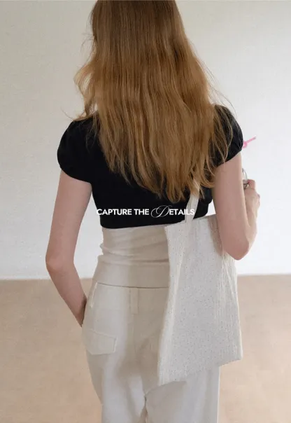 V Neck Cropped Bolero Top with Puffed Sleeves