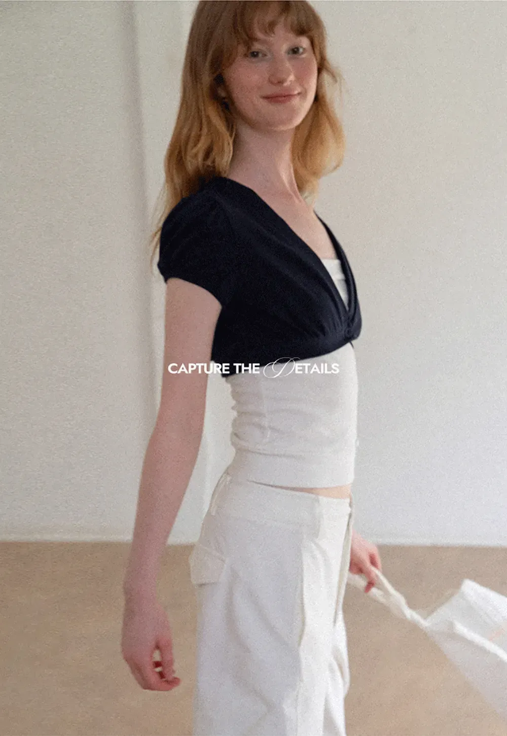 V Neck Cropped Bolero Top with Puffed Sleeves