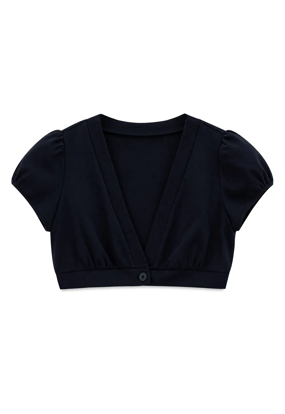 V Neck Cropped Bolero Top with Puffed Sleeves