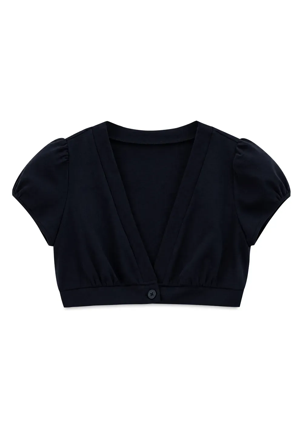 V Neck Cropped Bolero Top with Puffed Sleeves