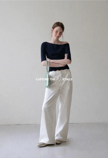 Asymmetrical Neckline Lace Trim Cropped T Shirt
