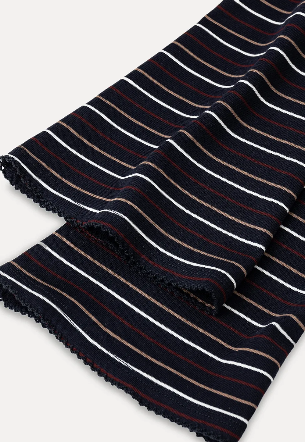 Striped Long Sleeve Top with Lace Trim neckline