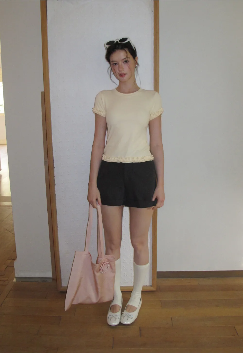 Ruffled Hem and Sleeve Trim T Shirt