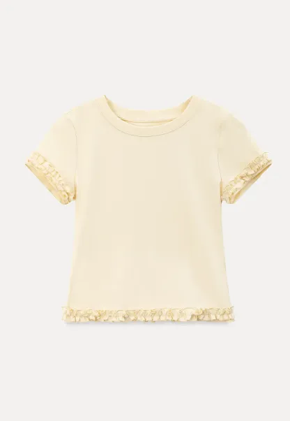 Ruffled Hem and Sleeve Trim T Shirt