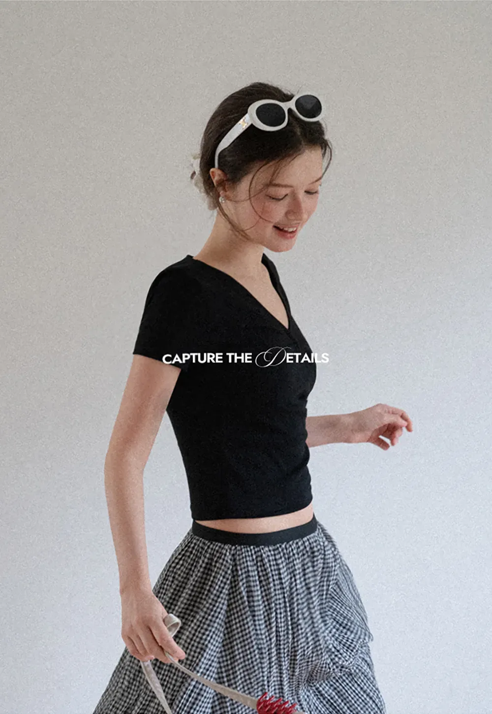 V Neck Cropped Short Sleeve Tshirt