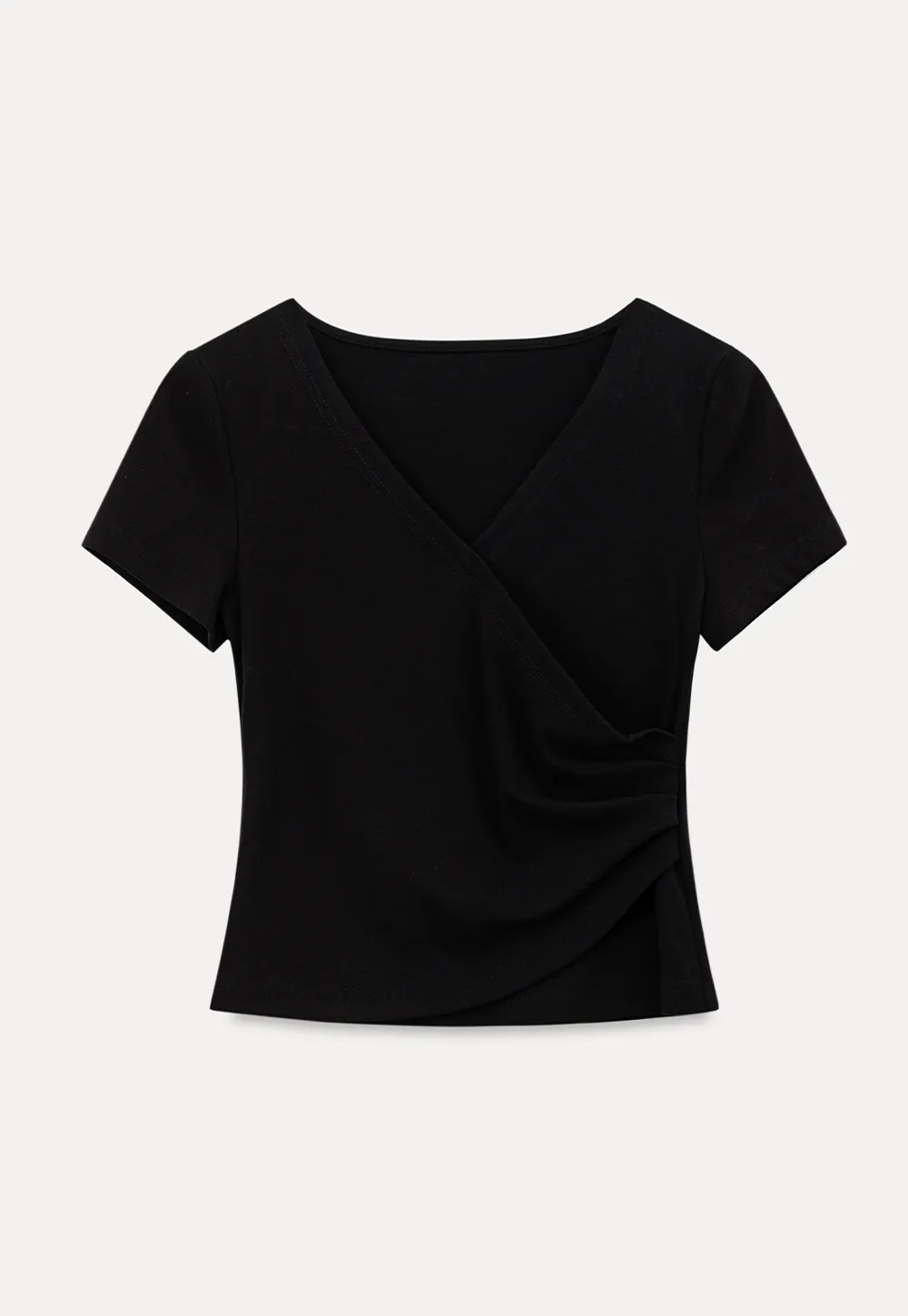V Neck Cropped Short Sleeve Tshirt