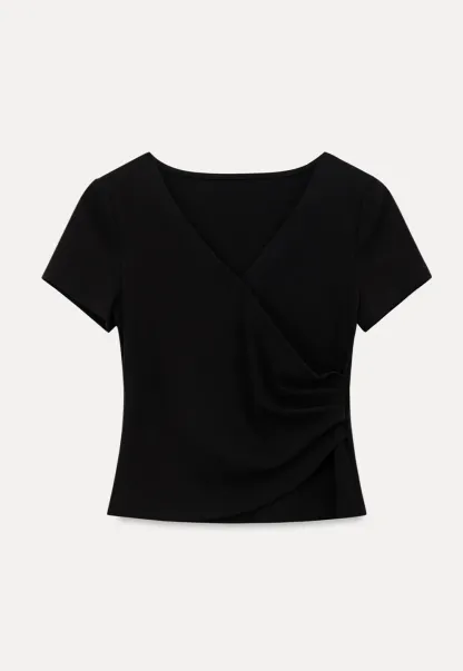 V Neck Cropped Short Sleeve Tshirt