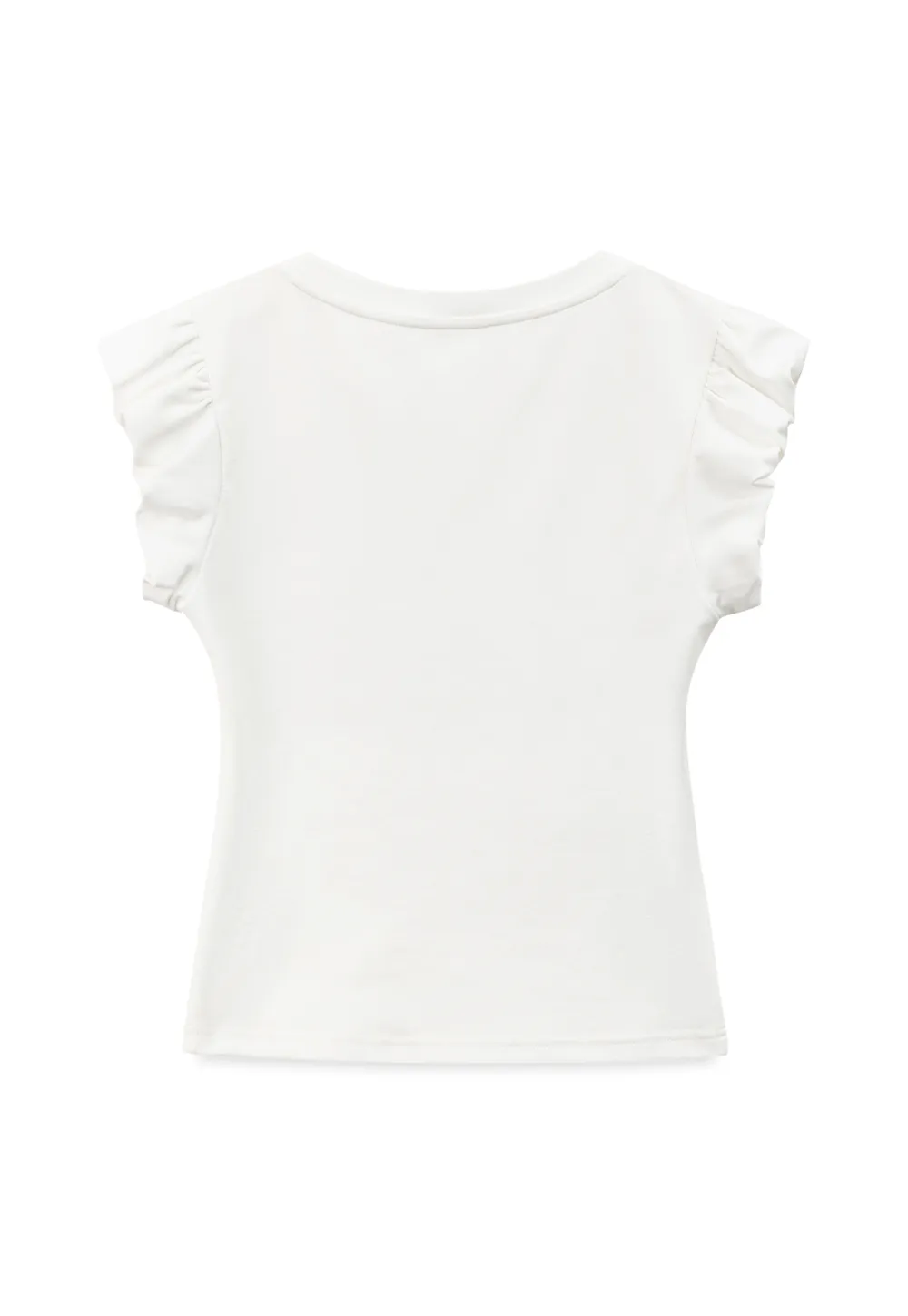 T-shirt à manches courtes volantées et col rond