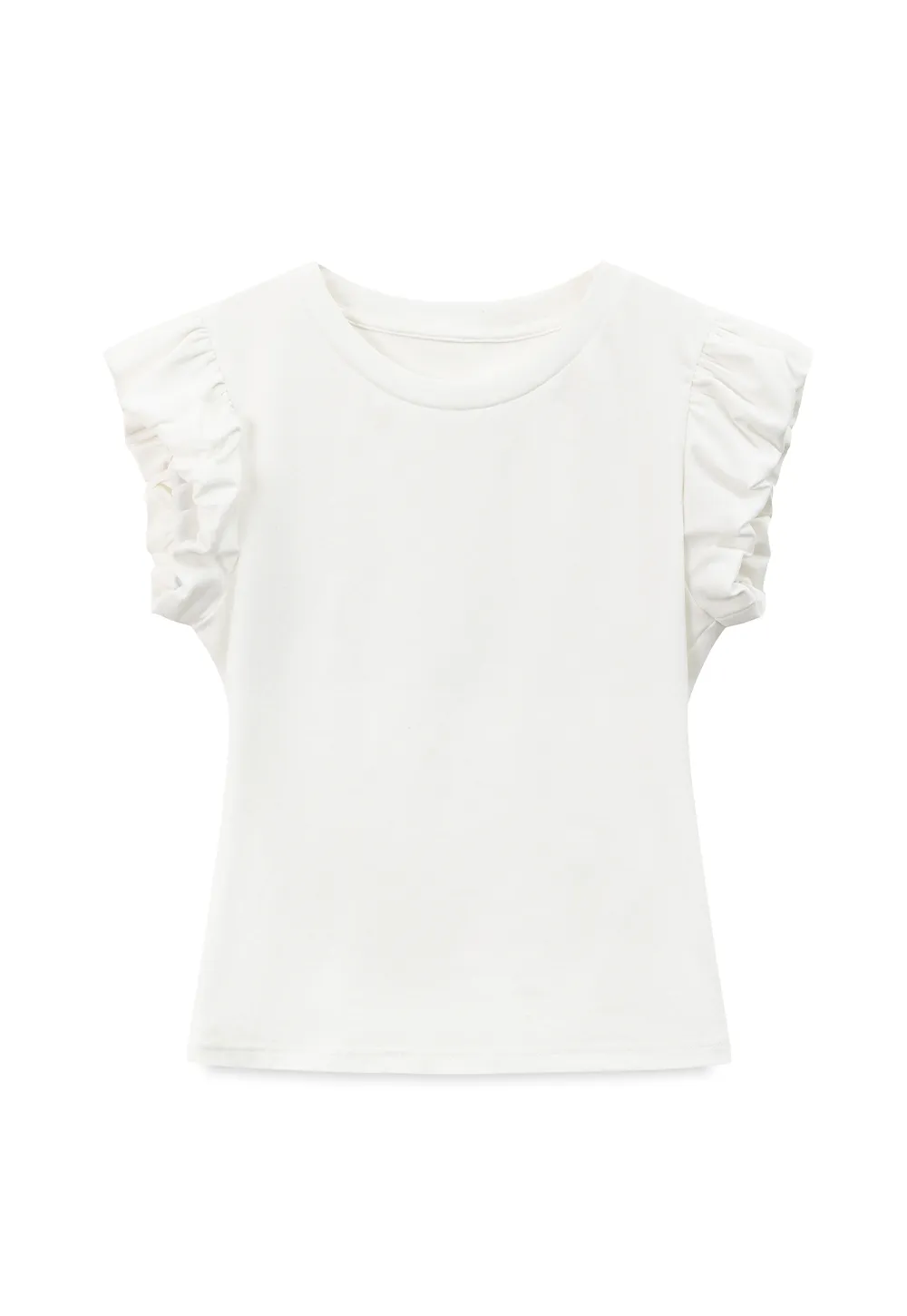 T-shirt à manches courtes volantées et col rond
