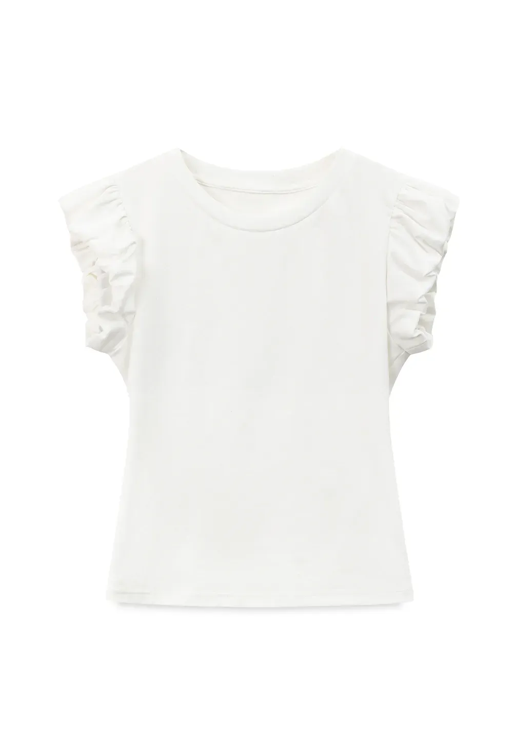 T-shirt à manches courtes volantées et col rond