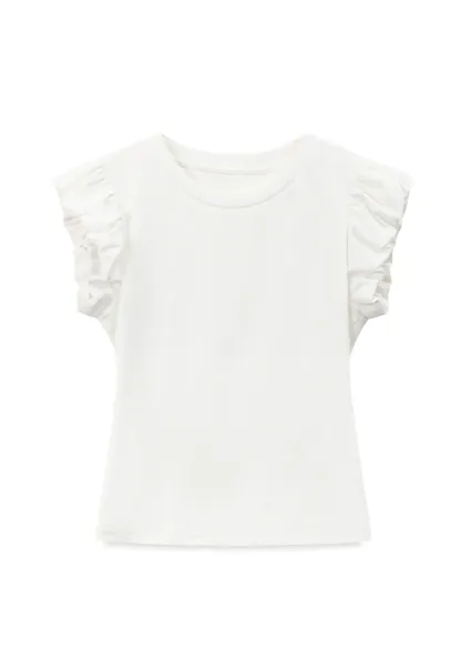 T-shirt à manches courtes volantées et col rond