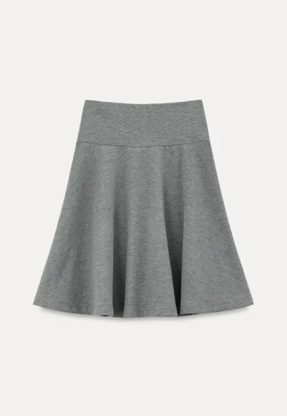 Asymmetrical Neck Short Sleeve Top and A Line Skirt