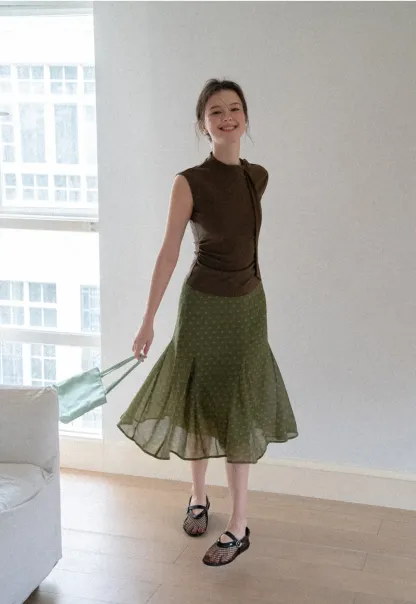 Asymmetrical Tie Neck Sleeveless Top