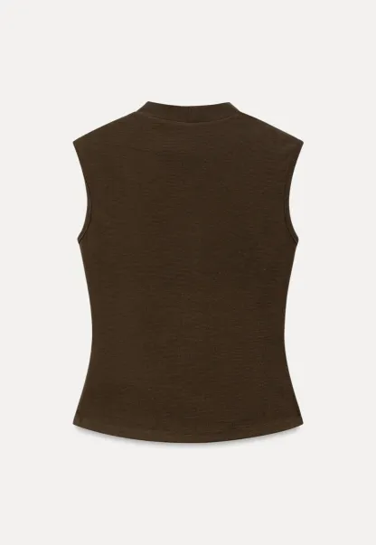 Asymmetrical Tie Neck Sleeveless Top