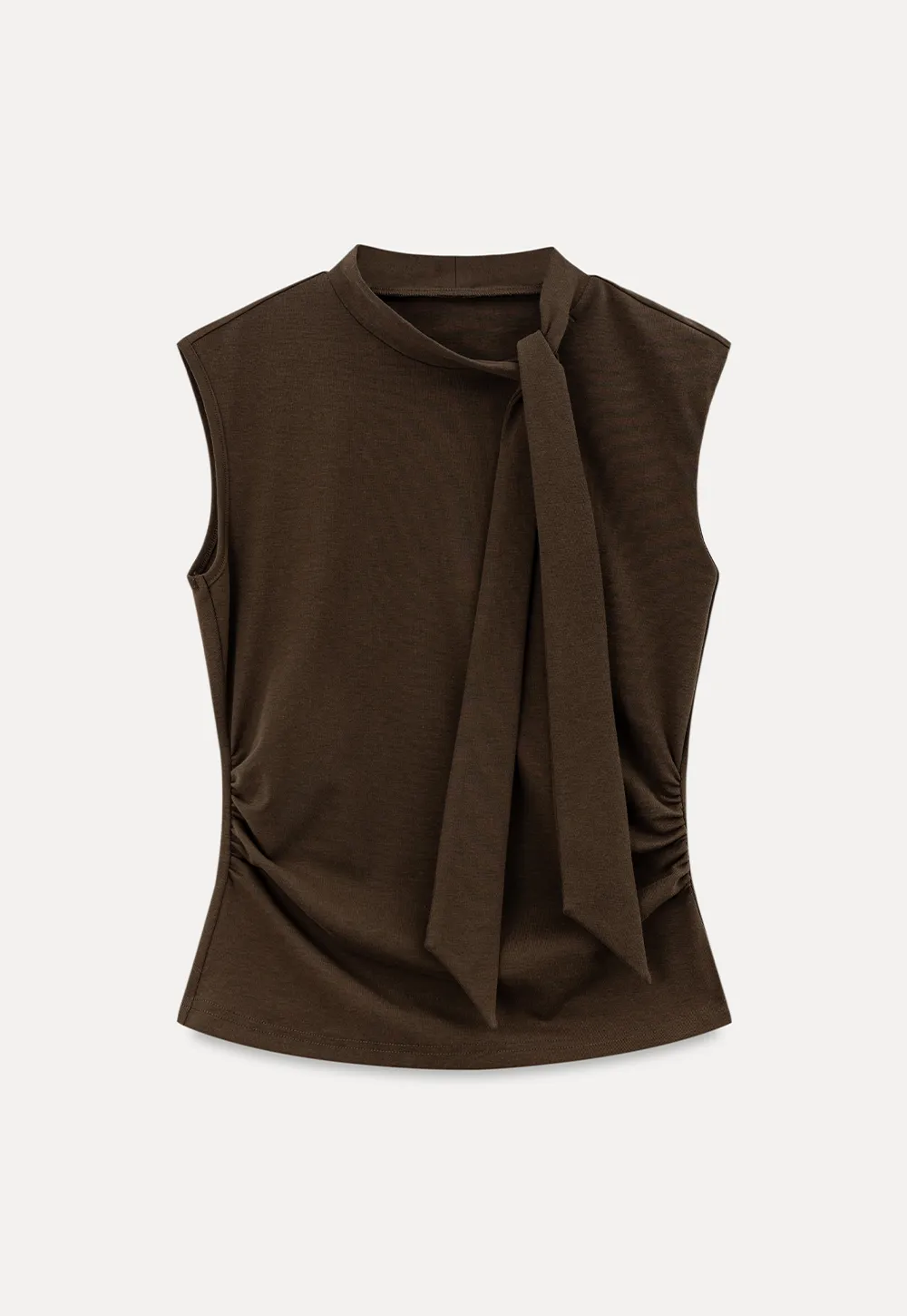 Asymmetrical Tie Neck Sleeveless Top