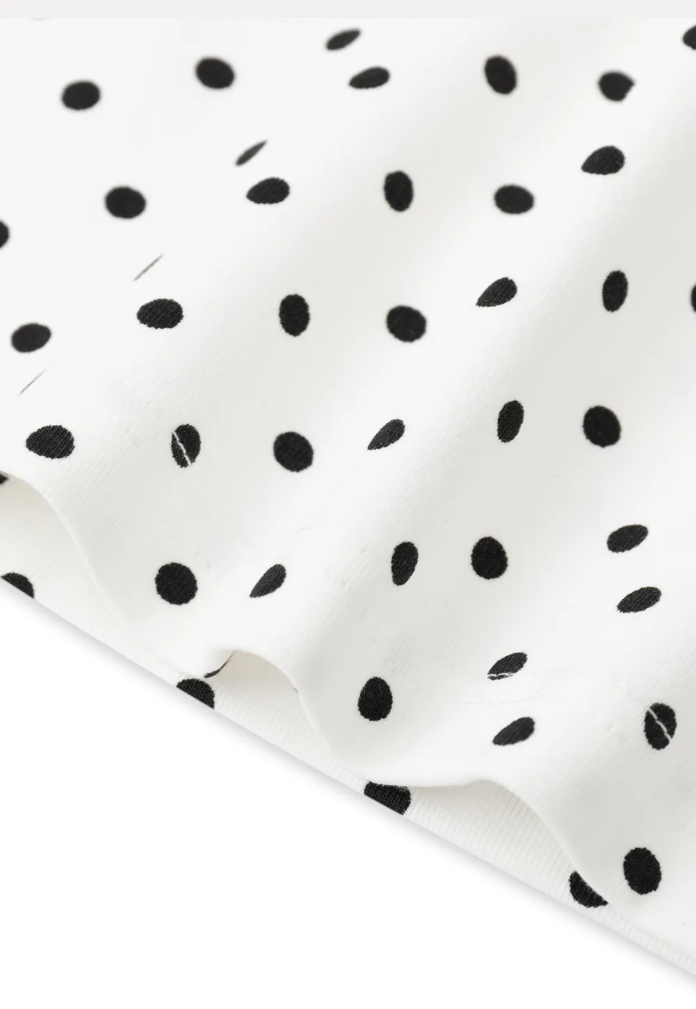 Polka Dot Square Neck Drawstring Cropped T Shirt
