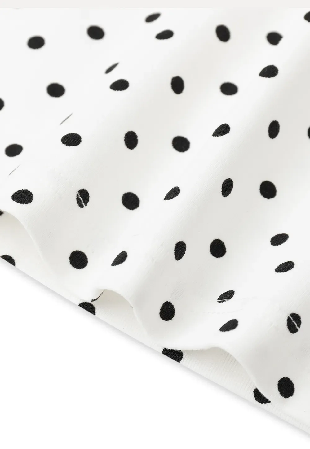 Polka Dot Square Neck Drawstring Cropped T Shirt