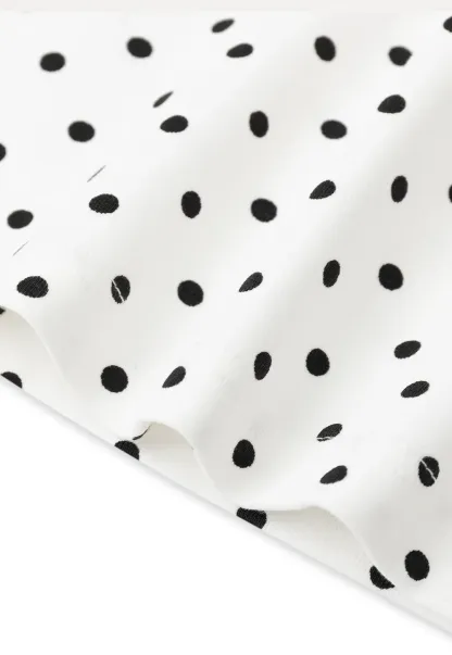 Polka Dot Square Neck Drawstring Cropped T Shirt