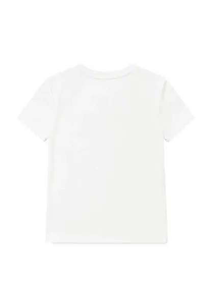 Cropped Tshirt with Dalmatian Print and Rounded Hem