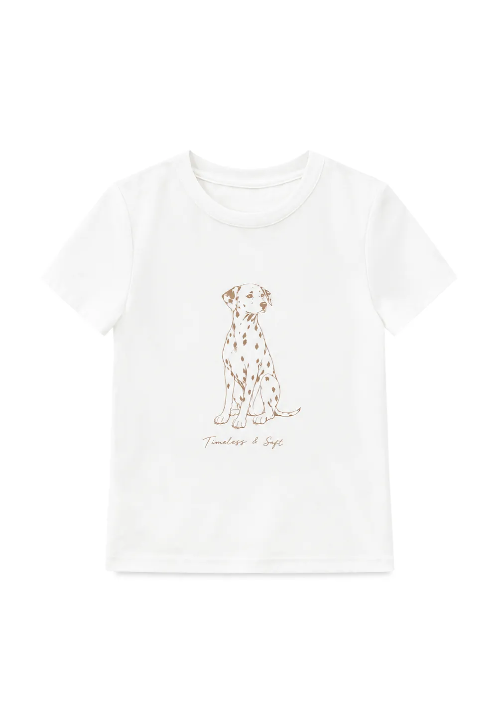 Cropped Tshirt with Dalmatian Print and Rounded Hem