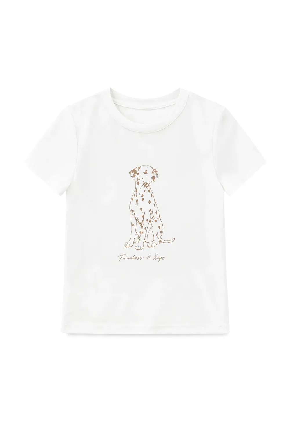 Cropped Tshirt with Dalmatian Print and Rounded Hem