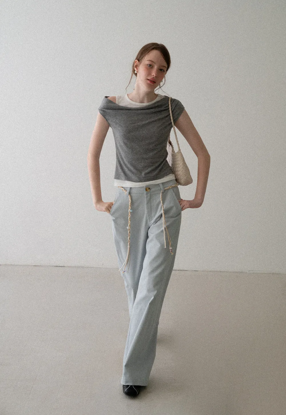 Asymmetrical Draped Layered Short Sleeve Tshirt