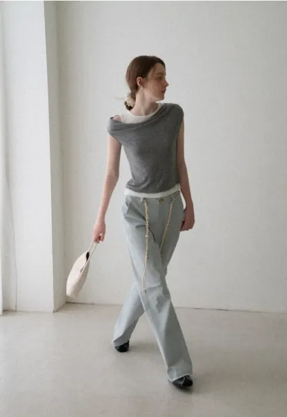Asymmetrical Draped Layered Short Sleeve Tshirt