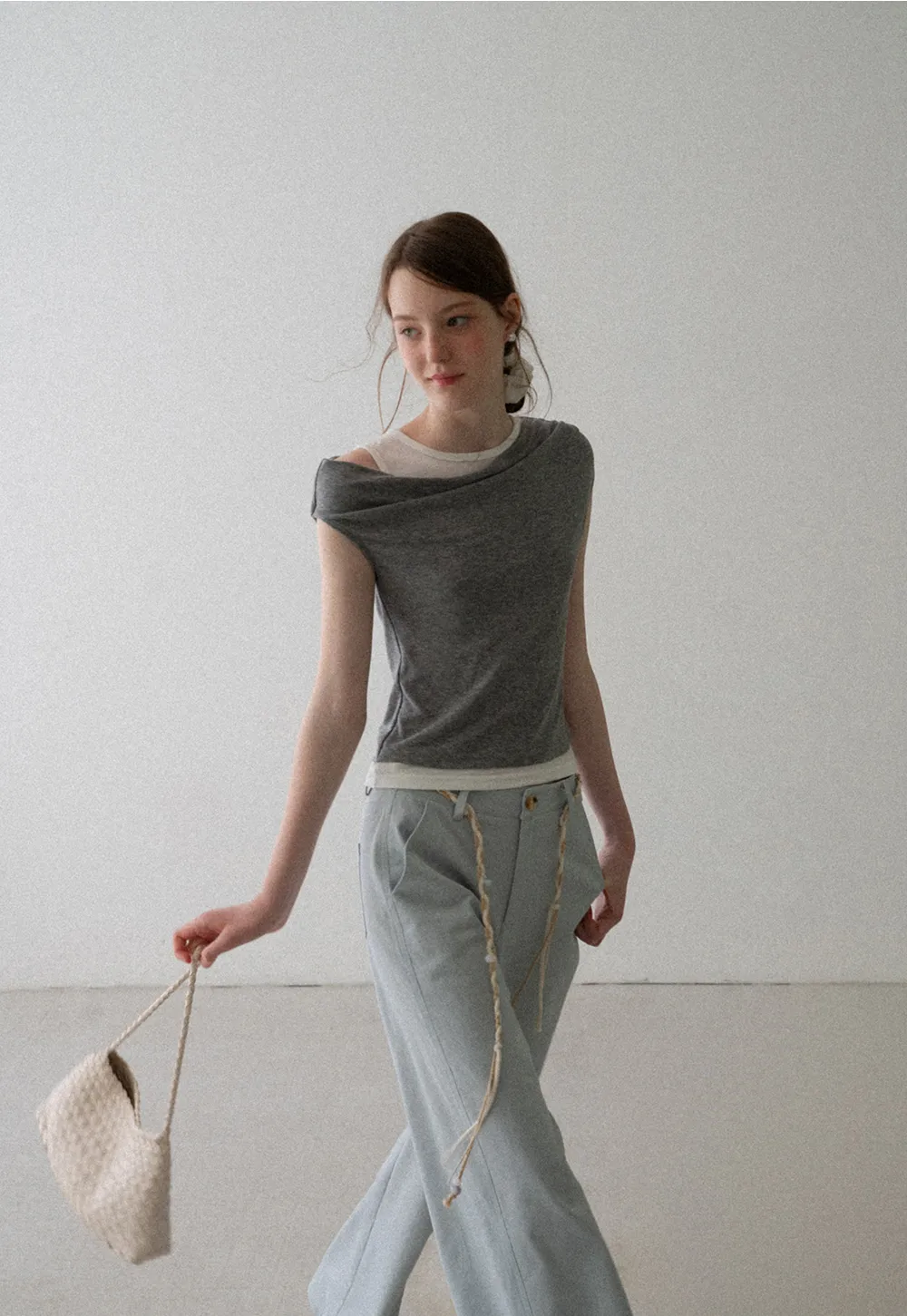 Asymmetrical Draped Layered Short Sleeve Tshirt