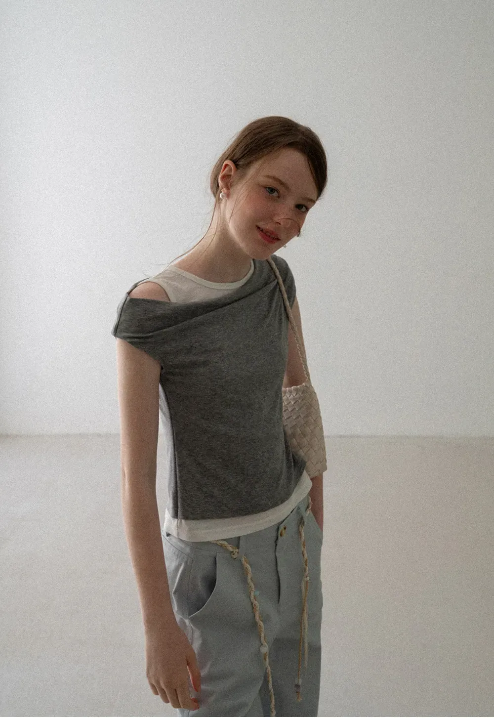 Asymmetrical Draped Layered Short Sleeve Tshirt