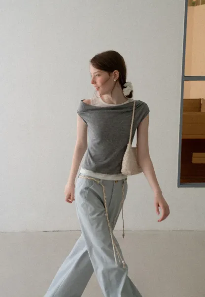 Asymmetrical Draped Layered Short Sleeve Tshirt