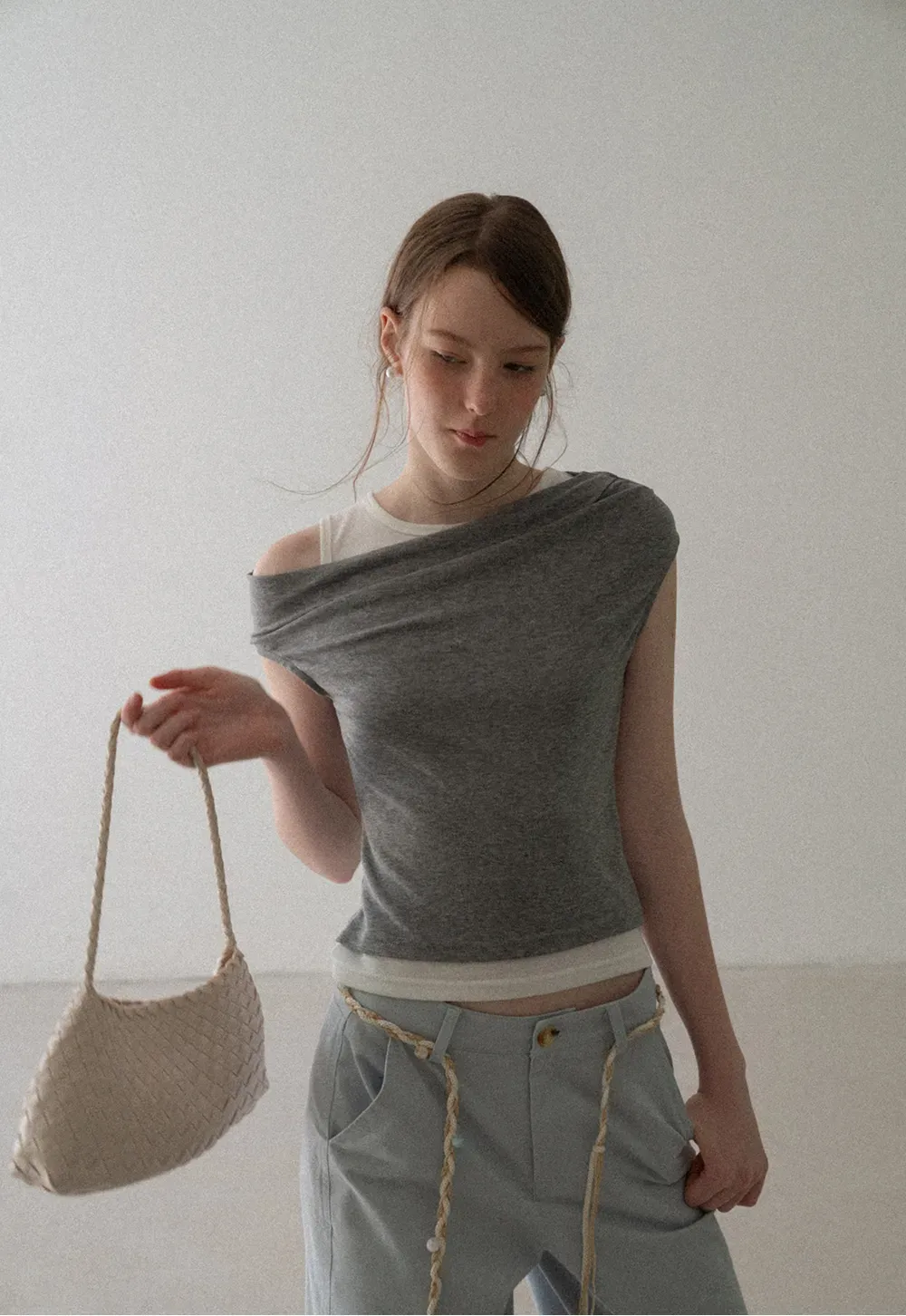 Asymmetrical Draped Layered Short Sleeve Tshirt