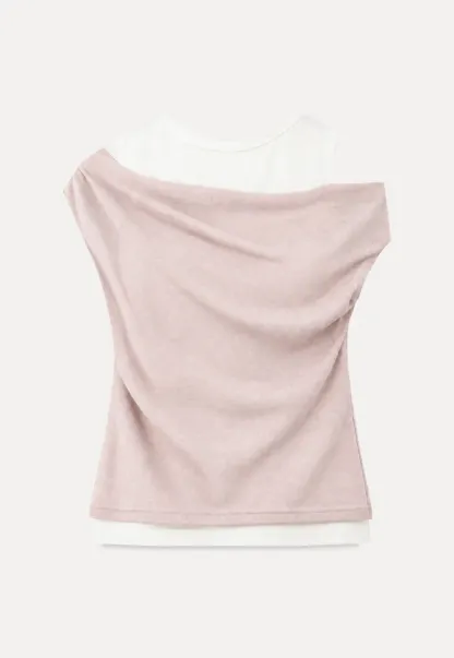Asymmetrical Draped Layered Short Sleeve Tshirt