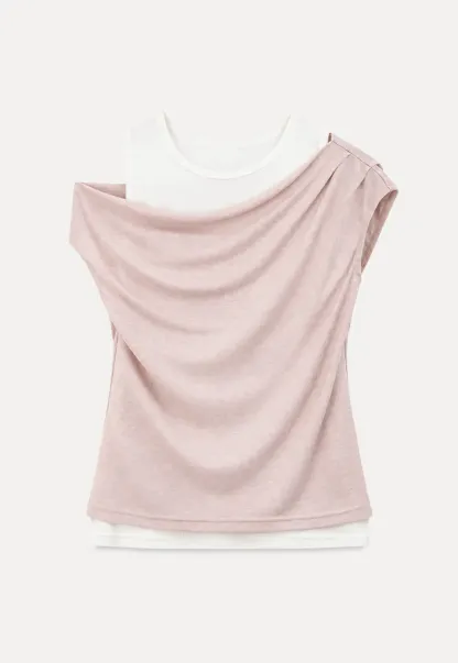 Asymmetrical Draped Layered Short Sleeve Tshirt