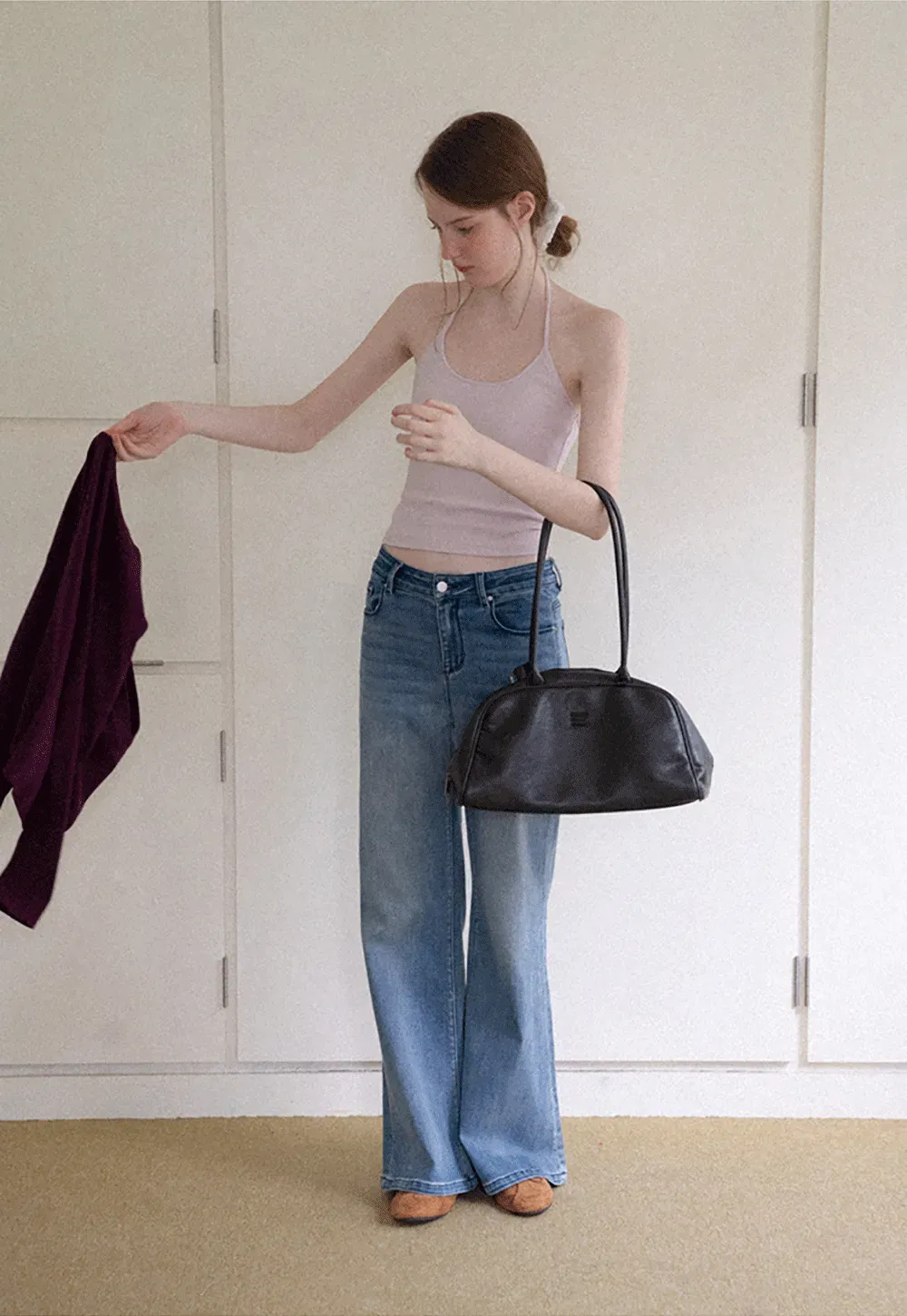 Deep V Neck Layered Long Sleeve Top